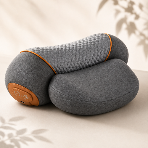 ASHLENO Nackenkissen freigestellt, ergonomische Form mit Bedienfeld